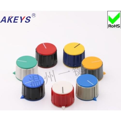 10 pcs KN-28-Y-6 potentiometer rubber color knob with nut clamping rotating band Switch knob hat