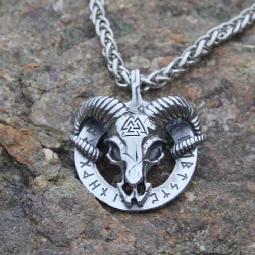 316 Stainless steel nordic viking amulet thor goat valknut pendant necklace