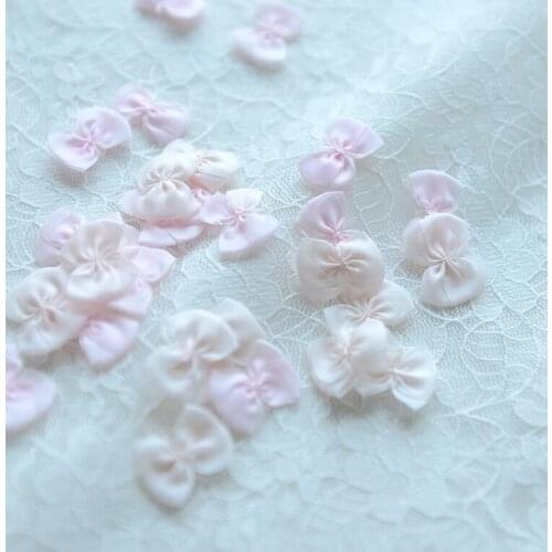 40 Pieces/lot 20mm Wholesale Pink Bow Lace Applique Lace Trim DIY Patchwork Underwear Lace Fabric