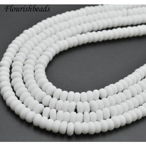 4x6mm or 5x8mm Matte Natural White Porcelain Stone Rondelle Loose Spacer Beads