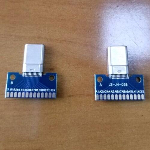 50pcs USB 3.1 TYPE-C Male Plug connector Test board with PCB board Double-sided plug