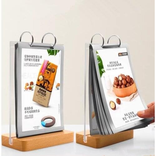 A4 Wooden Acrylic Sign Holder Table Menu Paper Holder Display Stand Plastic 8.5x11 Picture Poster Frames