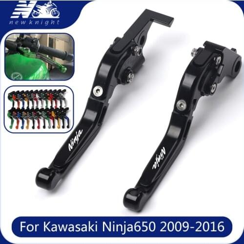 With Logo 20 Colors CNC Aluminum Adjustable Folding Extendable Motorcycle Brake Clutch Levers For Kawasaki Ninja650 2009-2016