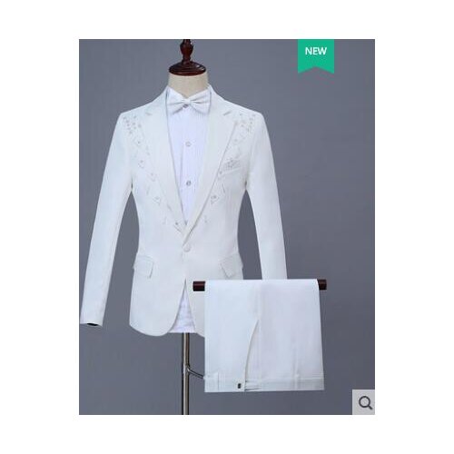 Paste drill groom clothes men suits designs stage costumes for singers jacket men sequins blazer dance star style black white