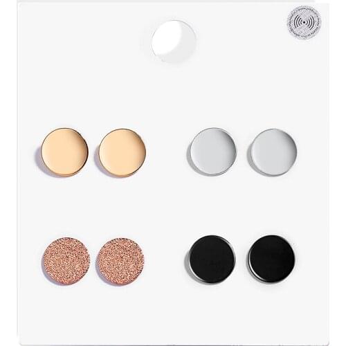 PPG&PGG Bijoux Big Around Alloy Stud Earrings For Women Vintage Boho Brincos Geometric Circle Earring Set 4 Pairs/Set