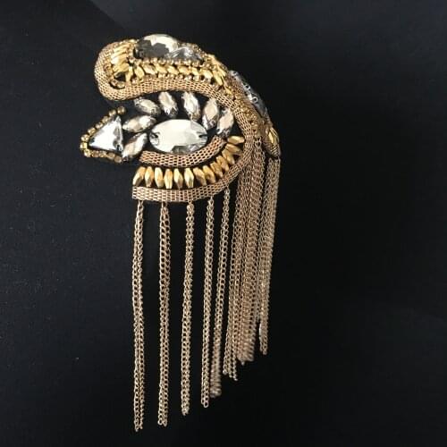Handmade P165 beads chains badge show tassel brooch epaulet epaulettes spikes rhinestone accessories shoulder board knot pads