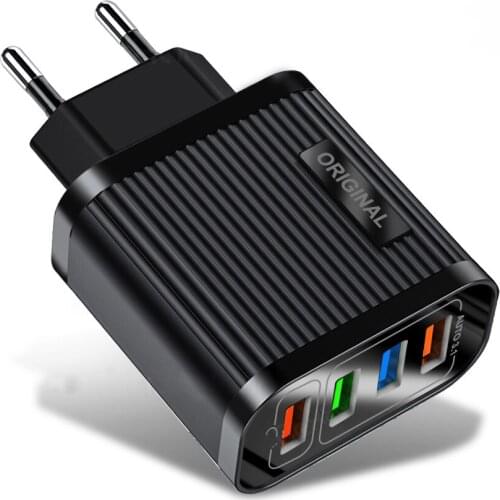 Quick Charge 3.0 Phone Charger For iPhone 11 Pro XR 18W QC 3.0 Fast Charging 4 Ports USB Wall Travel Charger Adapter For Samsung