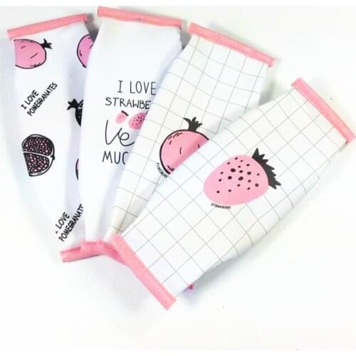 1pcs Korea pink kawaii simple leather pencil case Zipper Pencil Cases Pen Bags Plant Stationery