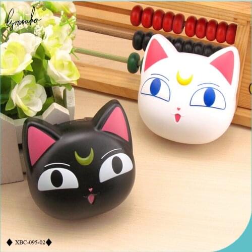 Lymouko New Design Cute Cartoon Moon Cat with Mirror Contact Lens Case for Women Gift Contact Lenses Box
