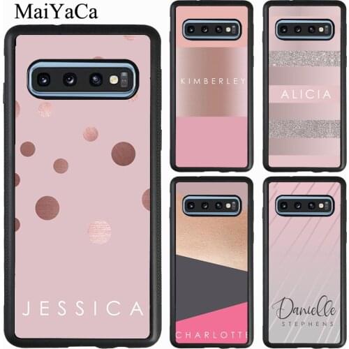 PERSONALISED name initial Pink Case For Samsung Galaxy A71 A51 A21S A40 A50 A70 A20e A31 M21 S9 S10 S20 Plus Note 20 Ultra