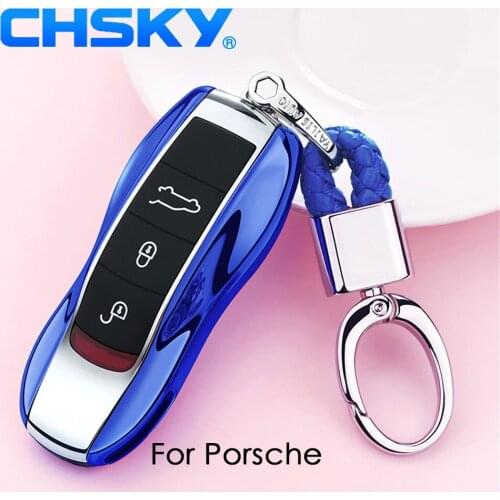 CHSKY Car Styling Soft TPU Car Key Case Shell Key Chain For Porsche Panamera Cayenne Car key Cover Case Car Accessories