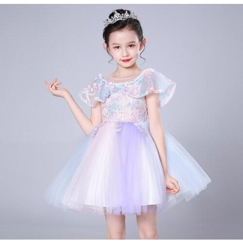 Children Clothing Summer Girls Fluffy Dress Girls Princess Dresses Piano Costume Seven-Color Flower Girl Wedding Dress Vestidos