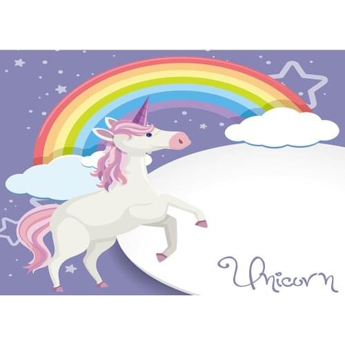 Unicorn Rainbow Flower Photographic Backgrounds Vinyl Cloth Photo Shootings Backdrops for Baby Children Birthday Party Photo