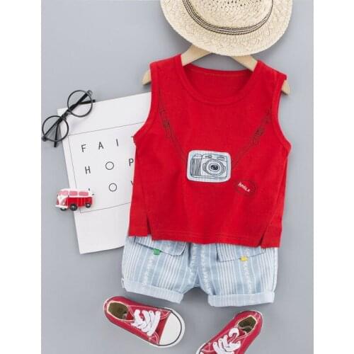 High Quality Kids Children Sets Camera Print Baby Boys Clothes Vest T-Shirt+Shorts Kids Childrens Clothing Sport Suits Boy Sets