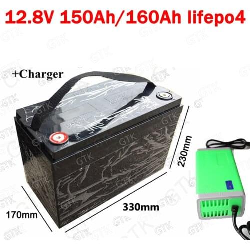 GTK Lifepo4 12.8V 12V 160Ah 150AH lithium battery BMS for 1200W Boats Solar energy storage golf carts RV inverter +10A Charger