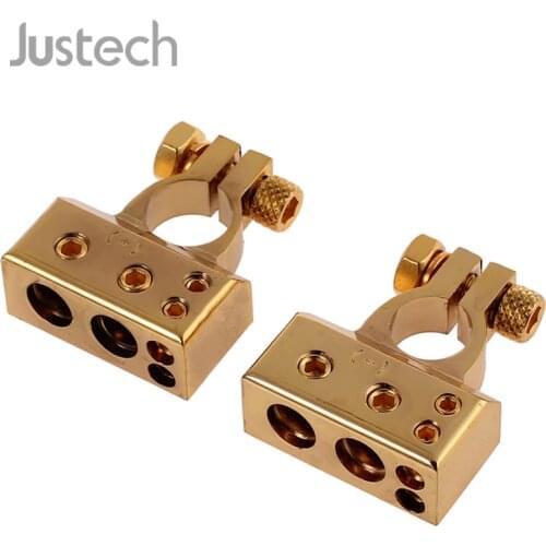 Justech 4/8 Gauge AWG Car Battery Terminals Jump Connector w/ Cover Pair Kit Quick Disconnect Battery Positive Negative Terminal