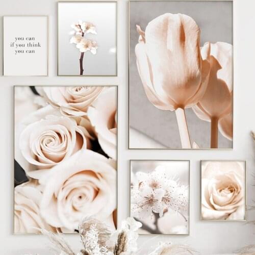 Canvas Painting Wall Art Flowers Tulip Rose Peach Blossom Poster And Print Picture Nordic Modern Living Room Home Decoration