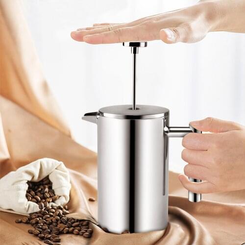 Coffee Maker 350ml Dual-Wall Stainless Steel Insulated French Press Tea Coffee Pot with 3PCS Filter Screens for Home Gathering