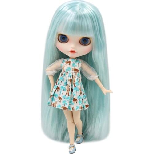 ICY DBS Blyth Doll Carved lips Pouting mouth Matte customized face Blue hair hair 1/6 Joint body bjd DIY toy girl gift