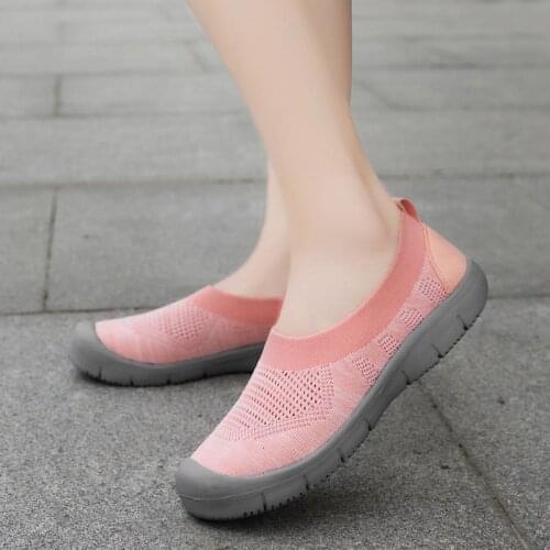 Summer Slip-on Socks Sneakers Women Sport Shoes Woman Running Shoes Sports Woman Pink Knitting Basket Femme 2021 Footwear D-1059