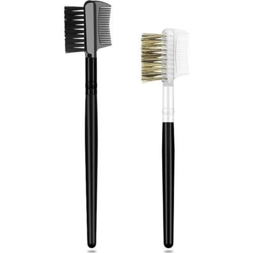 Lucky-Beauty 1PC Eyelash Brush Eyebrow Comb Makeup Brushes Professional Dual Makeup Tool Black Wood Brush