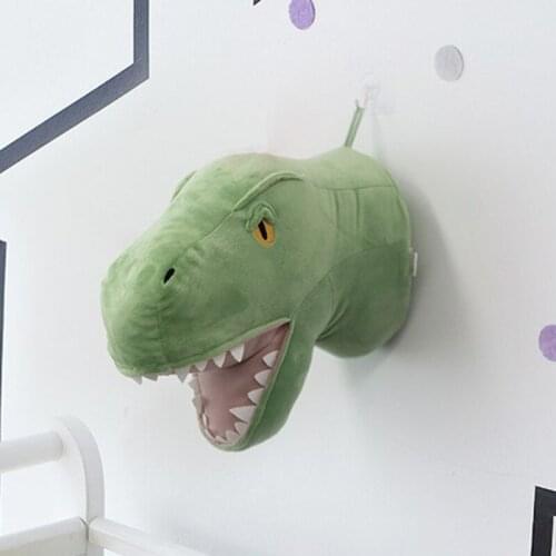 Nordic Style Plush Toys Dinosaur Unicorn Animal Head Wall Hanging Decoration Modern Minimalist Home Decor Boys Kids Room Decor