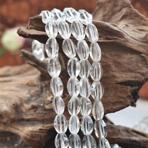 Joanlyn Grade AA Natural Clear Quartz Rice Shape Beads with Irregular Facets 8*13mm 15 Inch Strand CQ50