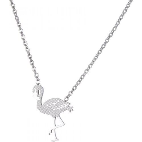 Stainless Steel Color Flamingo Pendant Necklace for Women Cute Flamingo Bird Choker Necklace Collares Party Jewelry 2021 Gift