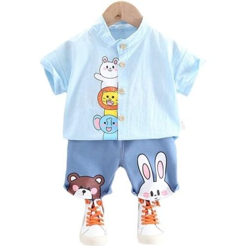 New Summer Baby Boys Clothes Suit Children Cotton Shirt Shorts 2Pcs/Sets Toddler Cartoon Casual Clothing Infant Kids Tracksuits