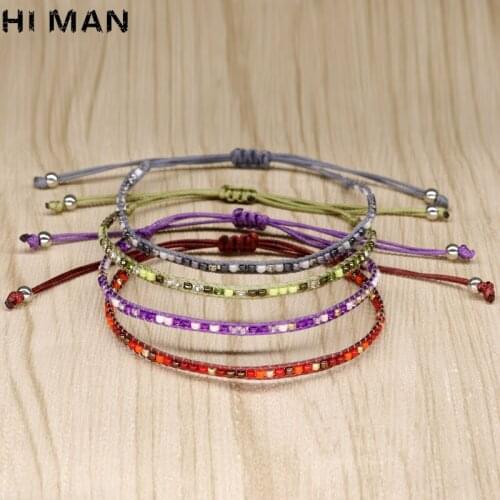 New Design Boho Multicolor Beads Hand Woven Leather Bracelet Women 7 Chakra Yoga Bracelet Fashion Slim Jewelry Wristband Gift