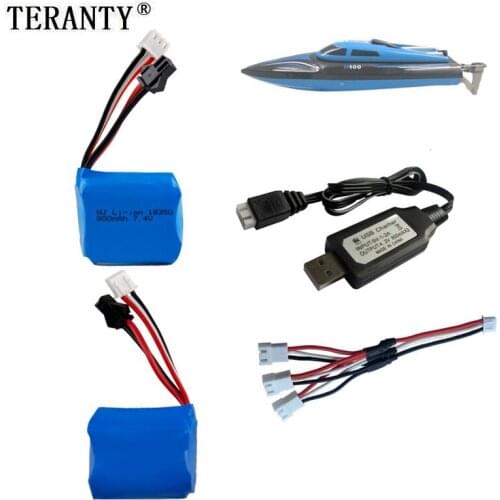 Upgrade 7.4v 800mAh 18350 battery and USB Charger for H100 H102 H106 Li-ion Battery for JJRC S1 S2 S3 S4 S5 High Speed RC boat