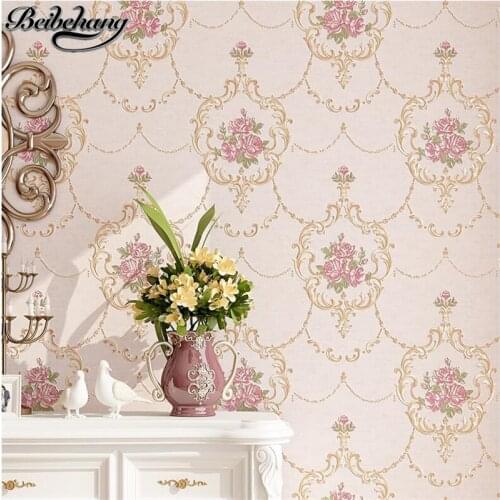 Beibehang European style garden 3d flowers non-woven wallpaper flowers warm floral wallpaper bedroom bedside living room TV wall
