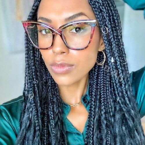 80090 Anti-blue Light Cat Eye Metal Glasses Frame Spring Leg Optical Fashion Computer Eyeglasses for Men Women