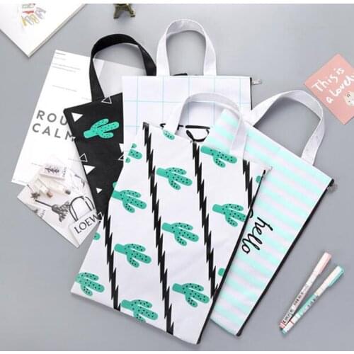 File Folder Capacity Holder File Bag with Handle Canvas Handbag Folder Holder Organizer File Pocket School Office