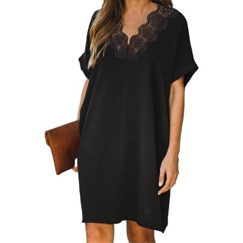 Plus Size Women Dress Deep V Neck Back Hollow Out Casual Summer Beach Women Dress Summer 2021 New Fashion Sexy Mini Dresses