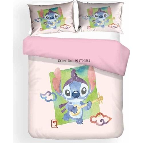 Disney Popular Cartoon Stitch Stitch Cartoon Bedding Duvet Quilt Cover Pillowcase Children Bedroom Decoration Home Textiles