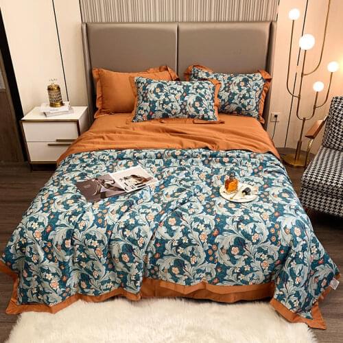 Nordic Style Splash Ink Pattern Summer Quilts Bedspread Adults Air Conditioned Quilted Comforter Leopard Silky Duvet only