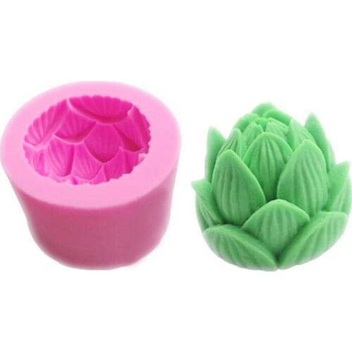 3D DIY Silicone Soap Mold Baking Tool Mold Handmade Soap Mould Candle Silicone Molds Stereo Lotus Gel Molds Fondant Cake