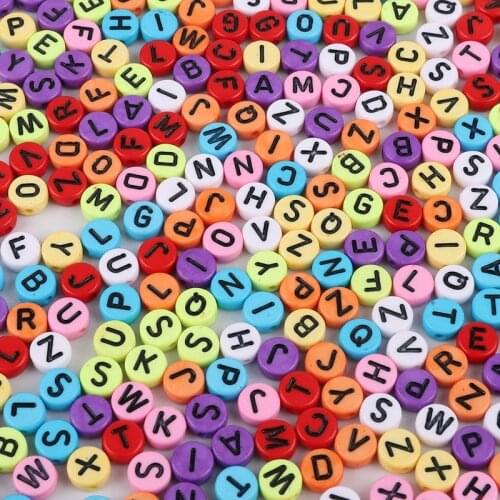 Mixed Square Alphabet Letter Flat Beads 100pcs 4*7mm Acrylic Loose Seed Beads Jewellery Making Supplies