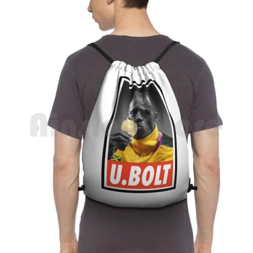 Sport-Usain Bolt Backpack Drawstring Bag Riding Climbing Gym Bag Sport Sports Legend Baseball Hockey Soccer Legends Geek