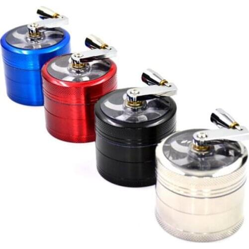 SWSMOK 4 Layers Herb Tobacco Spice Grass Grinder Smoke Crusher Hand Crank Muller Mill Pollinator Smoking Accessories