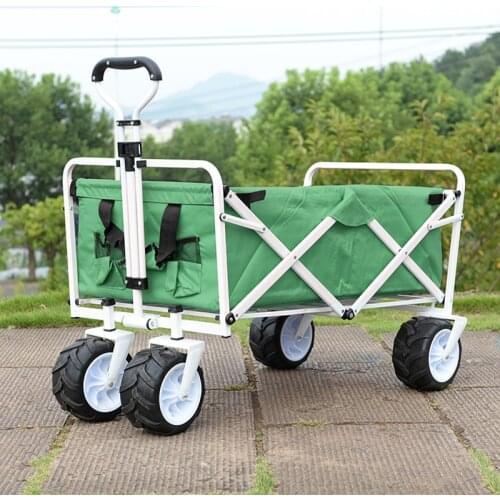 Outdoor Beach Bike Trailer Port Oxford Cloth Shopping Cart With 7 Inch PU Wheels Camping Cart Folding Wagon