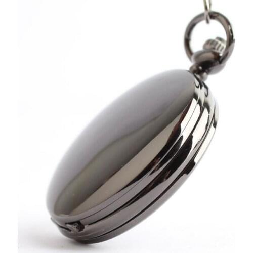 Vintage Black Smooth Steampunk Pocket Watch With Gift