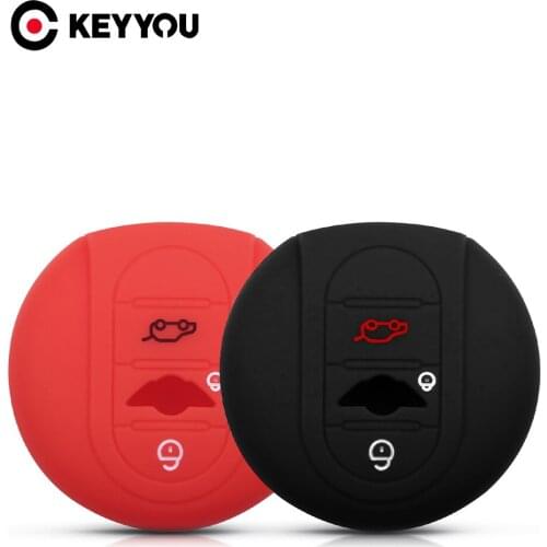 KEYYOU Silicone Car Key Case Skin Protector For BMW Mini Cooper S JCW ONE+ F54 F55 F56 F57 F60 2014 2015 3 BTN Car Accessories