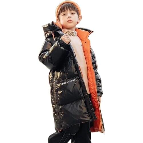 Boys Winter Fashion Trend Long Down Cotton Jacket Children Thick Warm Clothing Kids Hooded Puffer Coat New Teens Outerwear 5-16y