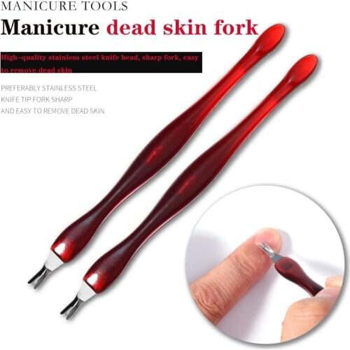 Nail Art Dead Skin Fork 1 Piece Set Sharp Deep V Dead Skin Pusher Stainless Steel Cleaning Cuticle Barb Trim Nail Cuticle Tooll