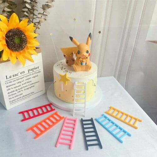 10pcs Ins Small Ladder Cupcake Topper Cute Colorful Ladder Cake Topper for Wedding Birthday Party Cake Decorations Baby Shower