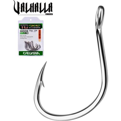 VALHALLA 10Pcs Jig Fishing Hooks 1/0-5/0# Crank Barbed Fishhooks Sharped Barbed Fish Hooks High Carbon Steel Single Carp Hook