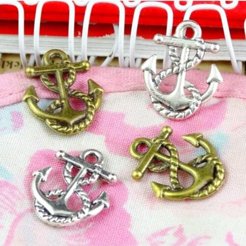 100pcs 14*17.1MM diy jewelry Accessories Antique bronze Antique silver Plated alloy Anchor charms pendant for necklace bracelet