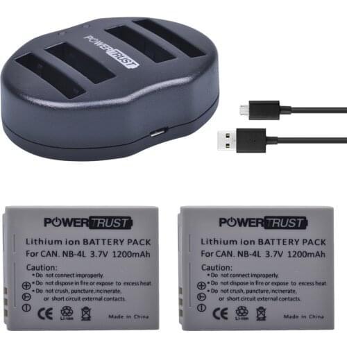 2Pcs 1200mAh NB-4L NB 4L NB4L Battery + USB Dual Charger for Canon IXUS 60 65 80 75 100 I20 110 115 120 130 IS 117 220 225 HS